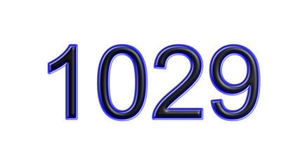 blue 1029 number 3d effect white background