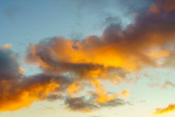 Colorful clouds in the sky at sunset time