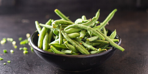 green beans fresh organic product meal snack on the table copy space food background rustic veggie vegan or vegetarian food
