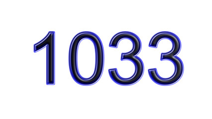 blue 1033 number 3d effect white background