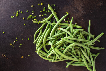 green beans fresh organic product meal snack on the table copy space food background rustic veggie vegan or vegetarian food