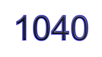 blue 1040 number 3d effect white background