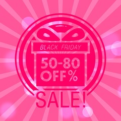 Black friday retro sales banner with sunrays, announcing discount, advertisement items, oldskool banner sunburst background