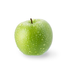 Apple with a water drops on the white background. Image has clipping path.