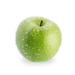 Apple with a water drops on the white background. Image has clipping path.