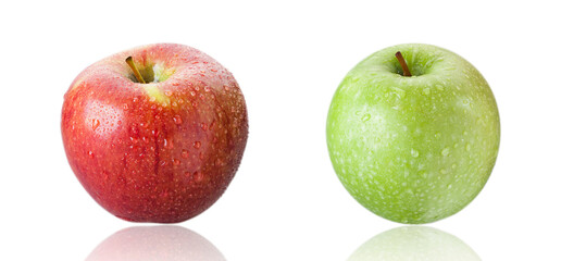 Apples with a water isolated on the white background. Image has path.