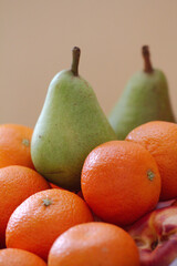 Zdjęcie owoców, mandarynki i gruszki