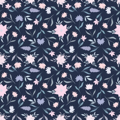 Stylized pink and lilac flowers.