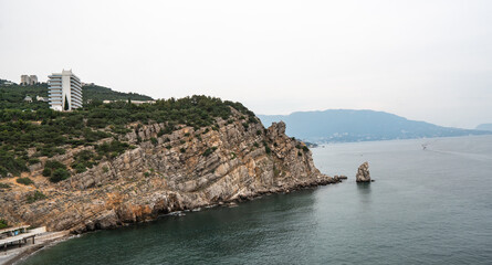 Fototapeta na wymiar Crimea, Yalta. View of Cape Limen-Burun and Sail Rock