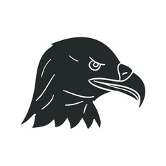 Eagle Head Icon Silhouette Illustration. American Bird Vector Graphic Pictogram Symbol Clip Art. Doodle Sketch Black Sign.