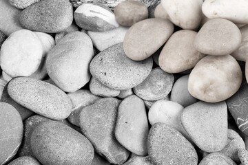 abstract background with pebble stones. Vacation holiday recreation on beach concept.
