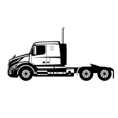 semi truck, side view ,lining draw, vector illustration