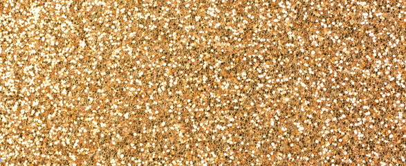 Bronze glitter texture. Banner background. High detailed, macro, abstract glitter lights for new year, christmas decoration and celebration. Graphic design concept photo