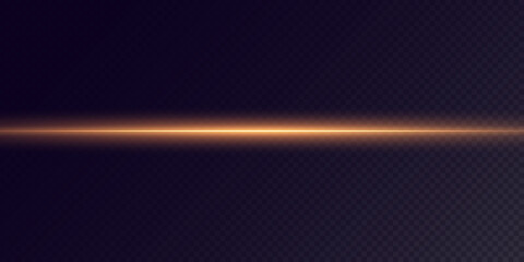 collection of horizontal light dividers gold flares. horizontal dynamic light gold lines.  laser on a checkered png dark background. Collection effect light gold line png.  © Sergey