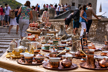 The oriental market by the bridge in Mostar, Bosnia and Herzegovina