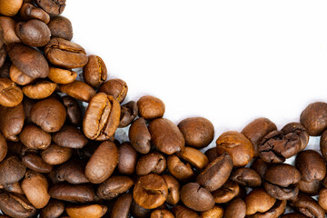 Coffee beans and grinder on table with rustic background