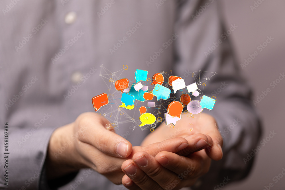 Aufkleber express envelope and parcel abstract technology background. Business quantum internet network communication and high speed parcel