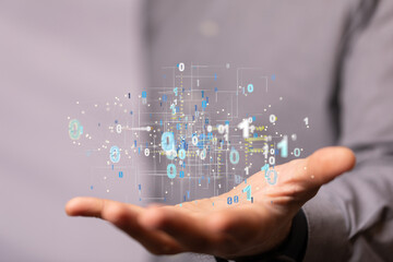 Connecting lines and dots.Big data visualization