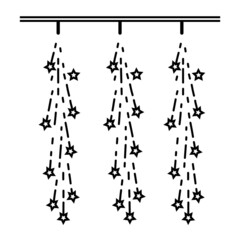 Fireworks icon. Firefall with stars, sparkles. Linear vector icon.