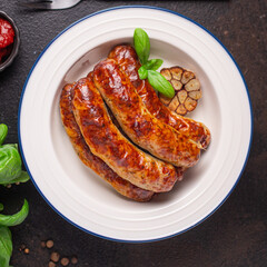 sausages seitan vegetable protein vegan meatless soy vegetarian wheat classic taste or snack on the table healthy meal snack top view copy space for text food background 