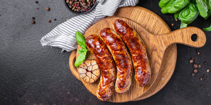 Sausages Seitan Vegetable Protein Vegan Meatless Soy Vegetarian Wheat Classic Taste Or Snack On The Table Healthy Meal Snack Top View Copy Space For Text Food Background 