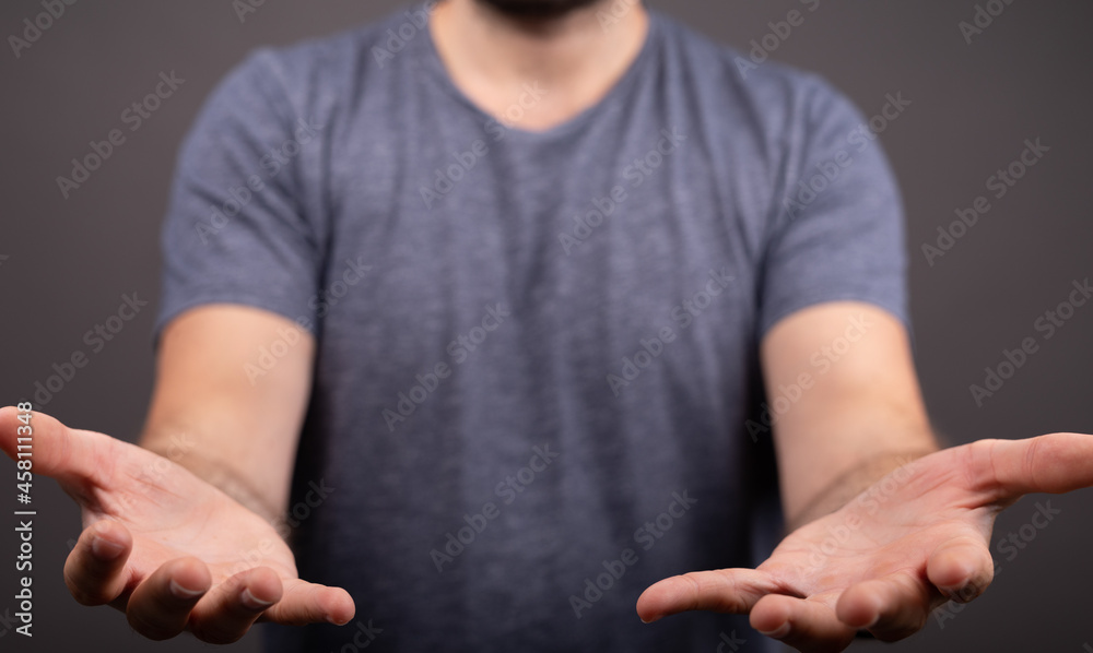 Poster open hand presentation empty with body