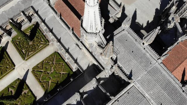 DRONE AERIAL FOOTAGE: The Monastery of Santa Maria da Vitoria. The Monastery of Batalha is one of the most fascinating Gothic monuments of the Iberian Peninsula.
