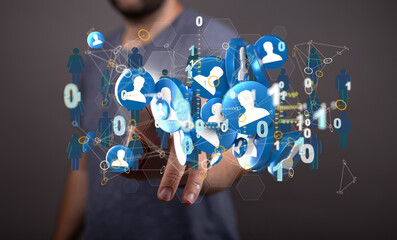 Digital technology background. Network connection dots and lines.