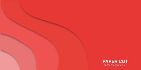 Vector red abstract background - modern concept of paper cut  art style.