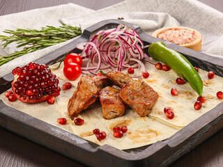 Caucasian traditional pork shashlik meat