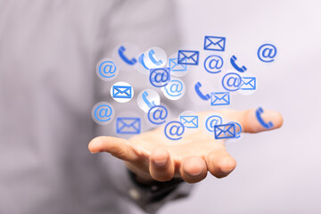 Fototapeta premium 3D rendering flying email icon and web flying