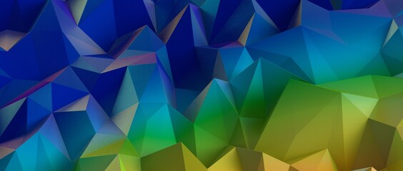 Abstract crystal background with refracting light and highlights in purple and yellow colors