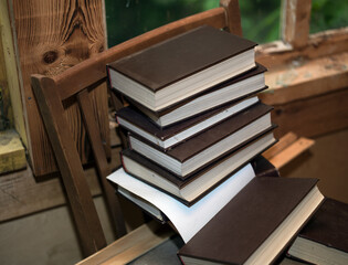 stack of old books