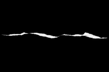 Paper tear, ripped paper edge, torn edge, isolated paper tear white on black, paper corner with space for copy