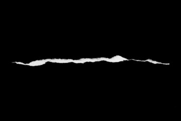 Paper tear, ripped paper edge, torn edge, isolated paper tear white on black, paper corner with space for copy