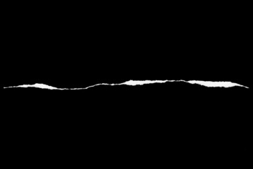 Paper tear, ripped paper edge, torn edge, isolated paper tear white on black, paper corner with space for copy