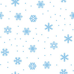 Snowflakes random seamless pattern. Winter and christmas background texture.