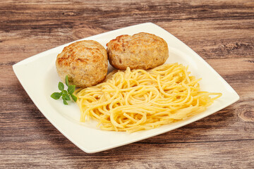 Spaghetti with homemade chicken cutlet