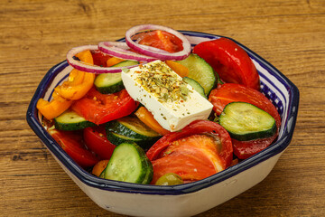 Traditional Greek salad with feta cheese