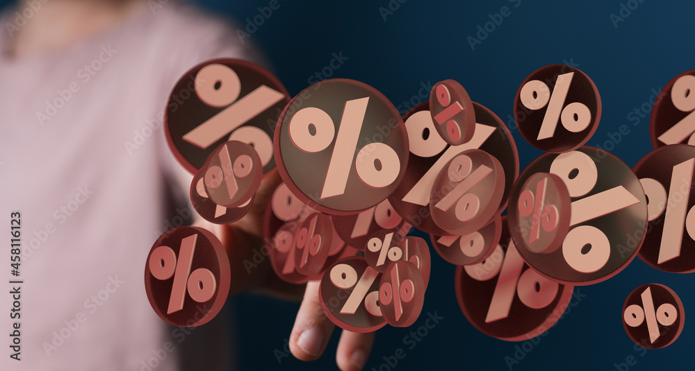 Poster Sales icons floating in the air 3D rendering