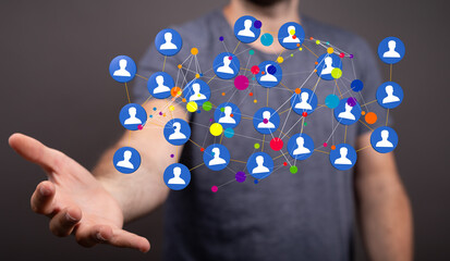 videoconference group of people talking in social network