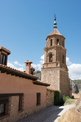 Fototapeta na wymiar Beautiful mudejar tower. No people, sunny day. Albarracin, Teruel, Spain.Europe