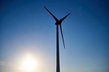 wind turbine at sunset