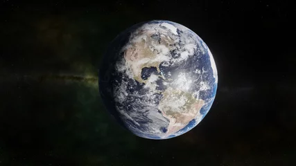 Fototapete Vollmond und Bäume Erde aus dem Weltraum