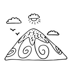 Mountain and nature in doodle style.