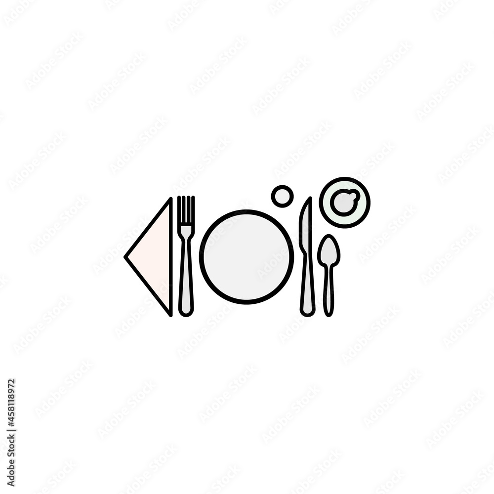 Wall mural Breakfast, table etiquette colored icon. Can be used for web, logo, mobile app, UI, UX