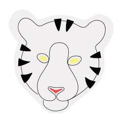 tiger one line art vector illistration with colors, 2022 is the year of the tiger