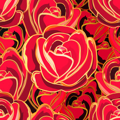 Rose Flowers Seamless Pattern