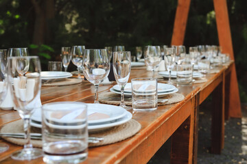 Rustic style Wedding or birthday table settings.