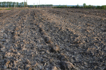 Fototapeta premium Plowed field ready for spring planting